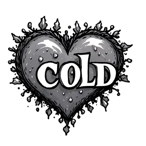 the word "cold"  shaped into a heart tattoo design idea