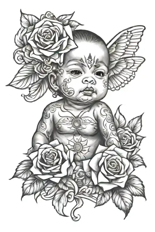 child loss baby tattoo design idea