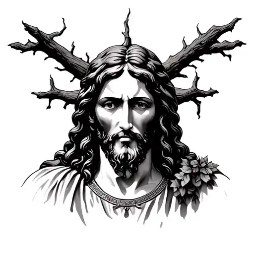 rost Jesus Jesus Forest tattoo design idea