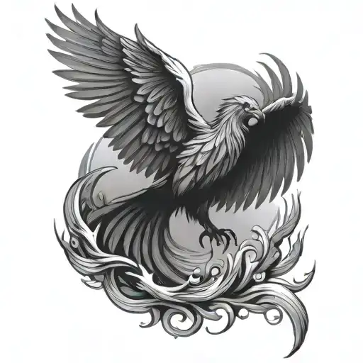 phoenix rising from ashes tattoo design idea