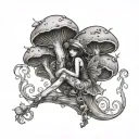 goth mushroom fairy  tattoo design idea