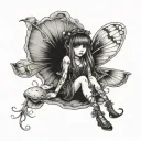 goth mushroom fairy  tattoo design idea