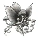 goth mushroom fairy  tattoo design idea