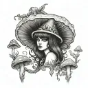 goth mushroom fairy  tattoo design idea