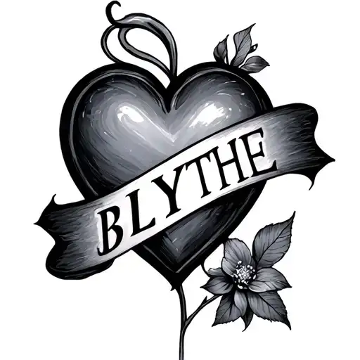 heart with BLYTHE name inside tattoo design idea