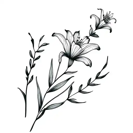 hyssop and lily flower tattoo design idea
