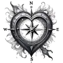 Heart Compass tattoo design idea