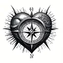Heart Compass tattoo design idea