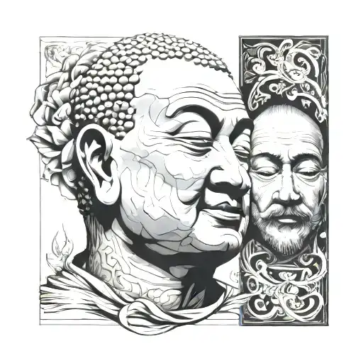 Budhha and dostoevsky, Nietzsche quotes tattoo design idea