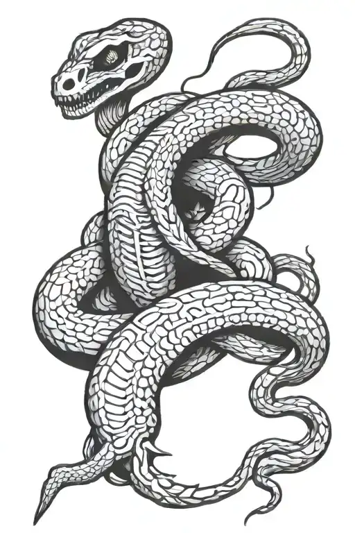 Snake skeleton tattoo design idea