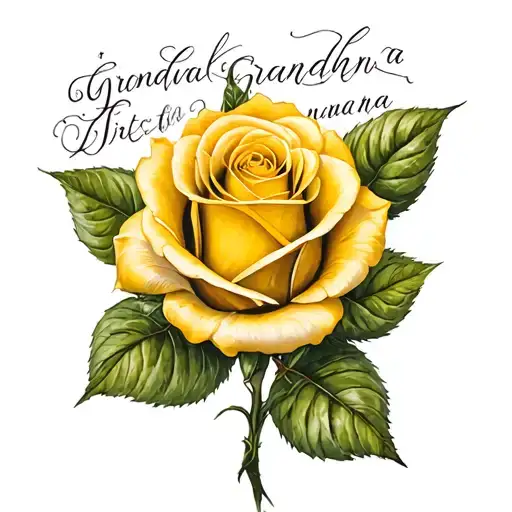 yellow rose memorial tattoo for grandma writing tattoo design idea