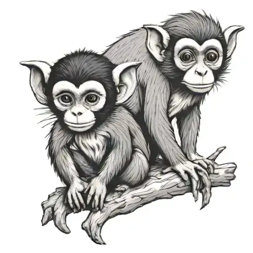 morph a squirrel monkey and Max Where the wild Things Are tattoo design idea