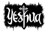 script font yeshua with cross  tattoo design idea