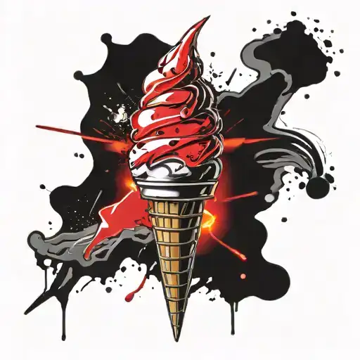 ice  cream cone with lighting bolt tattoo design idea