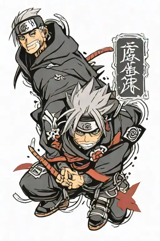 hatake kakashi with akatsuki logo tattoo design idea