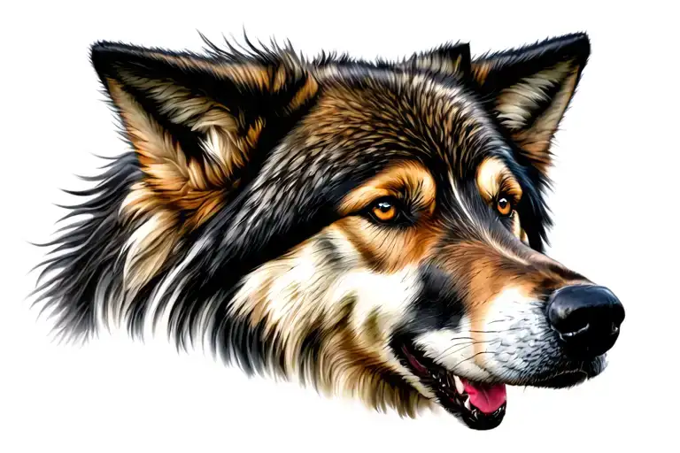 half sheepdog half wolf tattoo design idea