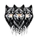three wolves facing front tattoo design idea