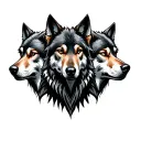 three wolves facing front tattoo design idea