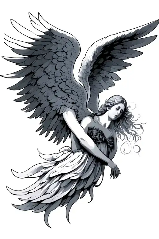 angel wings spread tattoo design idea