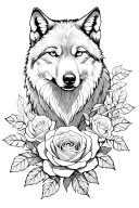 The wolf in the rose bushes varying shades tattoo design idea