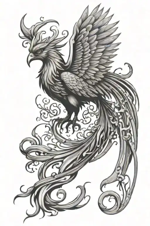 Phoenix rising from the ashes symbolizing overcoming tattoo design idea