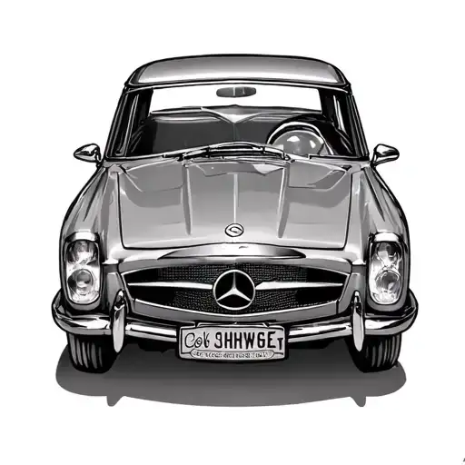 Mercedes Break Route 66 car tattoo design idea