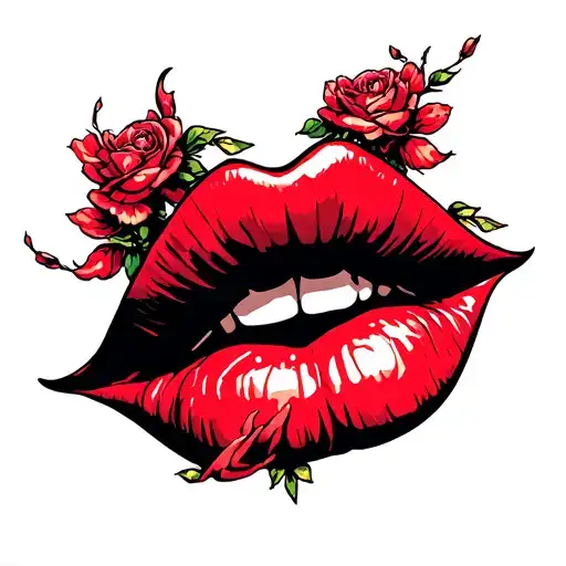 heaven clouds cupids kiss lips tattoo design idea