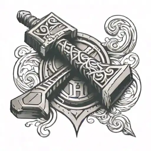 Thor's hammer and the name ingvarr tattoo design idea