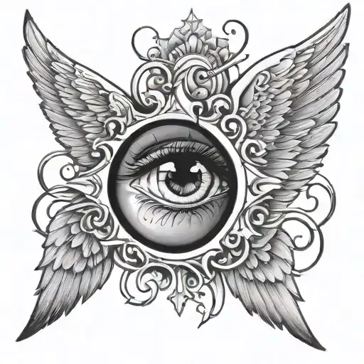 wings, eye, mind, heart tattoo design idea