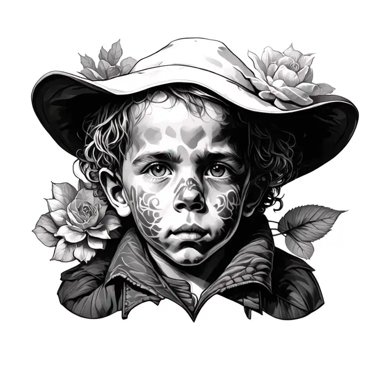 my sons hand detailed greyscale tattoo design idea