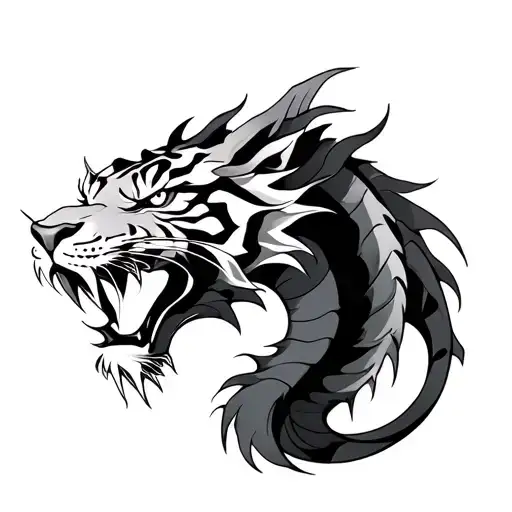 Tiger And Dragon tattoo design idea