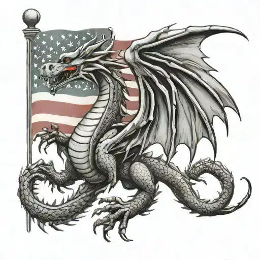 Hungarian dragon with american flag tattoo design tattoo design idea