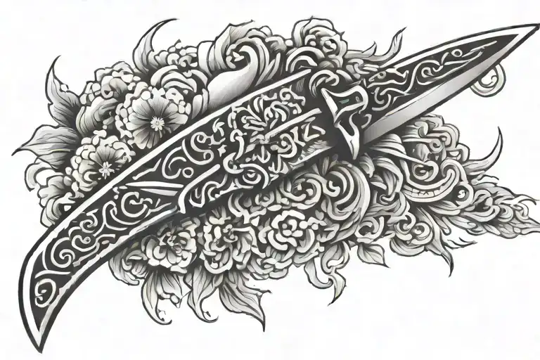 knife japanise culture tattoo design idea