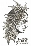 black, dark, goth, half face, sudeview, adam (creation of adam's face) tattoo design idea