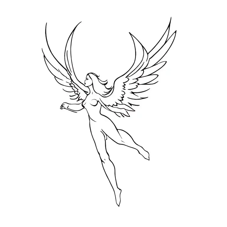 angel flyng tattoo design idea