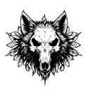 wolf skull front view tattoo design idea
