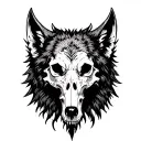 wolf skull front view tattoo design idea