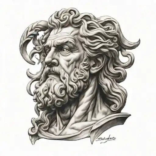 Zeus with Greek mythology tattoo design idea