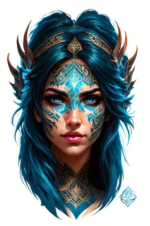 Mirana from dota 2 hero only her face tattoo design idea