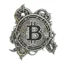 Bitcoin, Cryptocurrency, Crypto, Bitcoin coin, Electronic, Cyber, Wires, Energy, Internet, Bitcoin symbol  tattoo design idea