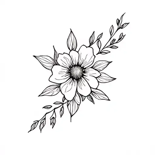 Delicate minimal tattoo, fine line style, small intimate designs, thin black ink lines, minimalistic floral accents, sub tattoo design idea