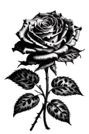 photo realistic rose with cheetah print and stem tattoo design idea