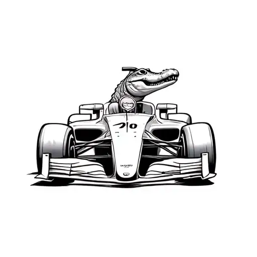 crocodile driving a F1 car tattoo sketch tattoo design idea