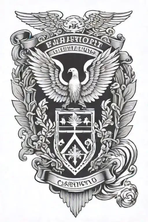 paratroopers, carpentry, customs coat of arms tattoo design idea