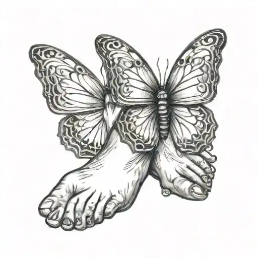 little hand and feet tattoo butterfly  tattoo design idea