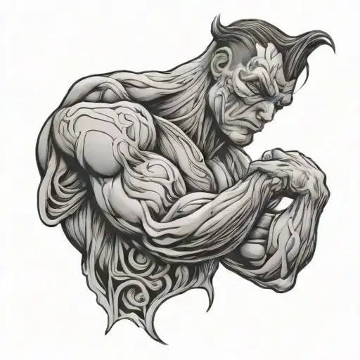 muscled suck tattoo design idea