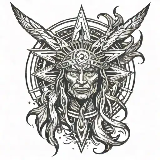 Fire, stars, satanic, Native American, tribal in lines tattoo for the arm  tattoo design idea