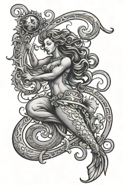 aquarius zodiac sign tattoo design idea