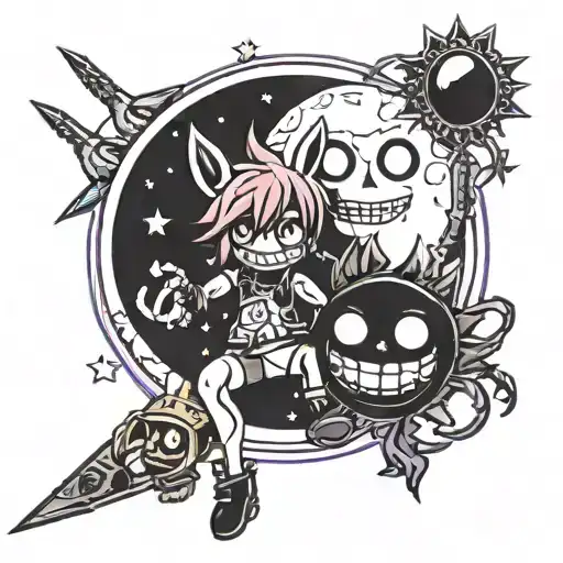 sun and moon from five nights at freddy's tattoo design idea