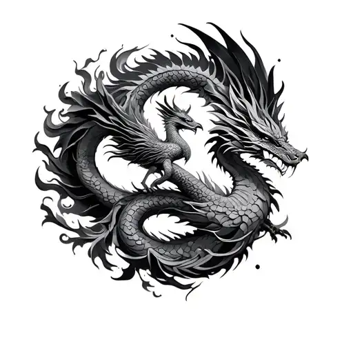 dragon and phoenix mandala tattoo design combining tattoo design idea